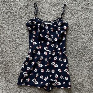 Abercrombie & Fitch Women’s Navy Floral Romper with Adjustable Straps & Zipper